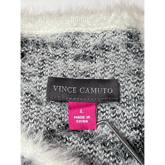 VINCE CAMUTO Animal Print Jacquard Eyelash Fuzzy Sweater Size L (Bx 18) - Picture 8 of 8